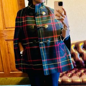 New! Talbots Cape in Holiday Plaid